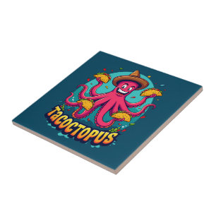 Azulejo De Cerâmica Comida de Cartoon Engraçado Taco Octopus