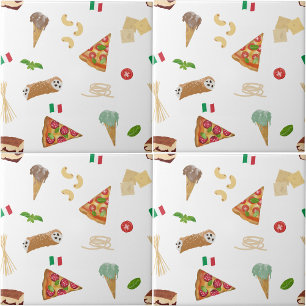 Azulejo De Cerâmica Comida Italiana Pizza Massa Tiramisu Cozinha