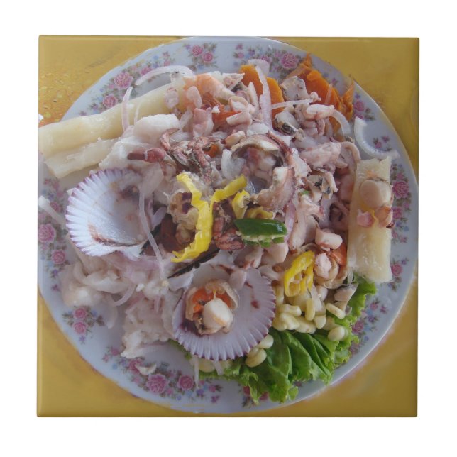 Azulejo De Cerâmica Comida peruana Ceviche-Tradicional (Frente)