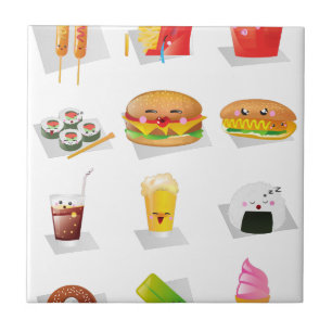Azulejo De Cerâmica comida rápida kawaii