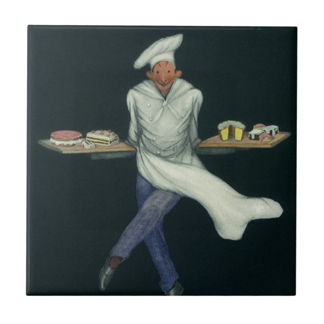 Azulejo De Cerâmica Comidas de vindima, padeiro com pastelaria (Frente)