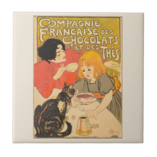 Azulejo De Cerâmica Companhia Francesa de Chocolates e Chás, Art Nouve