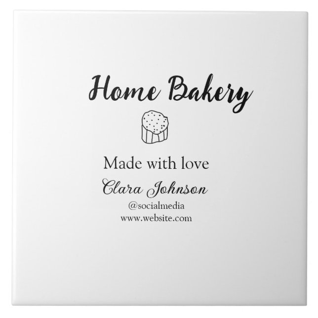 Azulejo De Cerâmica Compartimento caseiro adicione seu nome de texto p (Frente)