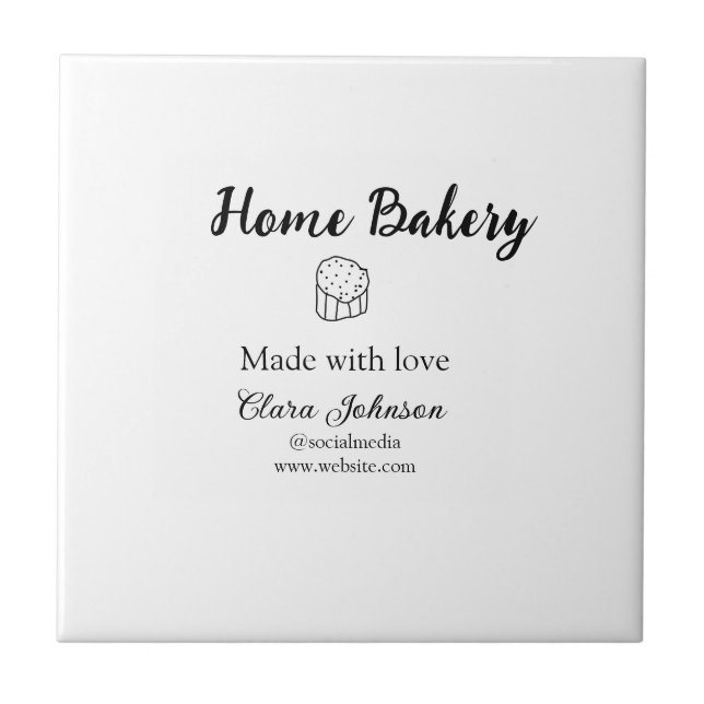 Azulejo De Cerâmica Compartimento caseiro adicione seu nome de texto p (Frente)