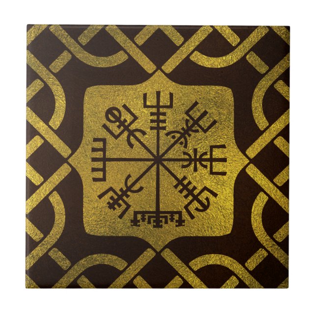 Azulejo De Cerâmica Compasso da navegação de Vegvisir - de Viking (Frente)