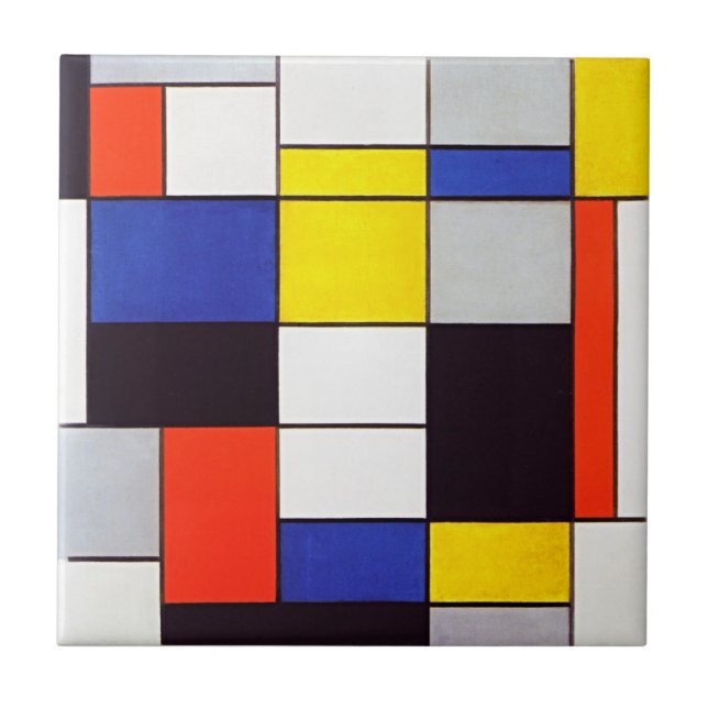 Azulejo De Cerâmica Composição A de Piet Mondrian - Digitalmente Avanç (Frente)