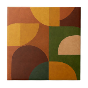 Azulejo De Cerâmica Composição Abstrata Modernista de Meados do Século