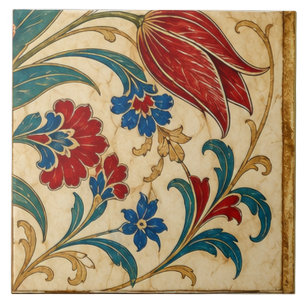 Azulejo De Cerâmica Composição Botânica Tulipa Vermelha Otomana