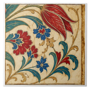 Azulejo De Cerâmica Composição Botânica Tulipa Vermelha Otomana