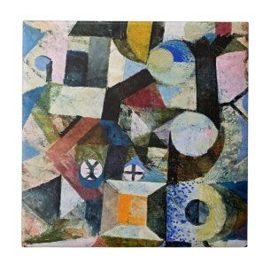 Azulejo De Cerâmica Composição de Paul Klee com a Lua Amarela