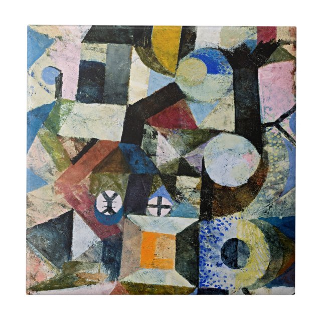 Azulejo De Cerâmica Composição de Paul Klee com a Lua Amarela (Frente)