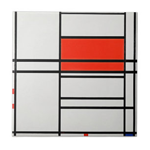 Azulejo De Cerâmica Composição nº 4 de Piet Mondrian - Arte vibrante