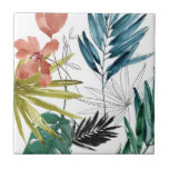 Azulejo De Cerâmica Composição tropical<br><div class="desc">Composição Tropical I por Jennifer Goldberger. Esta design de arte tropical apresenta lindas folhas com pistas florais. | 163736FN</div>