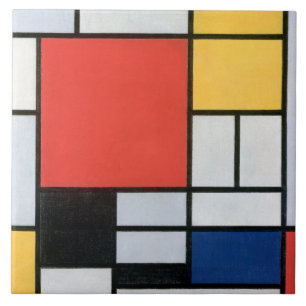 Azulejo De Cerâmica Composição Vermelho, Amarelo, Azul, Preto, Mondr