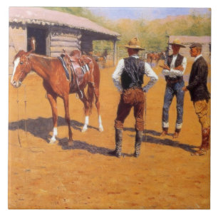 Azulejo De Cerâmica Comprando pôneis Polo no Velho Oeste Americano