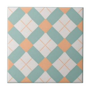 Azulejo De Cerâmica Comprimido geométrico em forma de abóbora e laranj