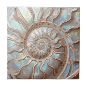 Azulejo De Cerâmica Concha de Abalone e Pérola Nautilus