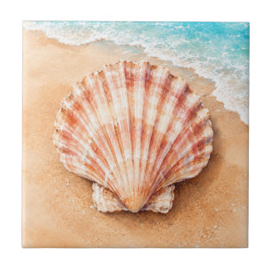 Azulejo De Cerâmica Concha de vieira em aquarela na praia