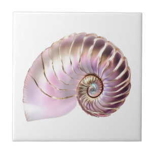 Azulejo De Cerâmica Concha rosa dourado nautilus 3D praia náutica
