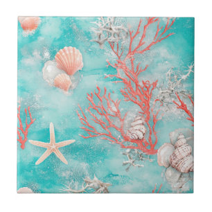 Azulejo De Cerâmica Conchas e Ondas do Oceano Padrão (14)