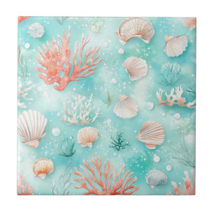 Azulejo De Cerâmica Conchas e Ondas do Oceano Padrão (2)