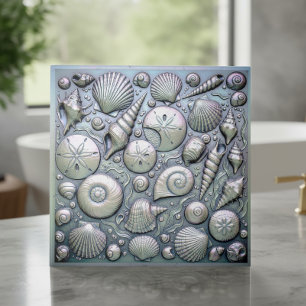 Azulejo De Cerâmica Conchas Metálicas Iridescentes ID1223