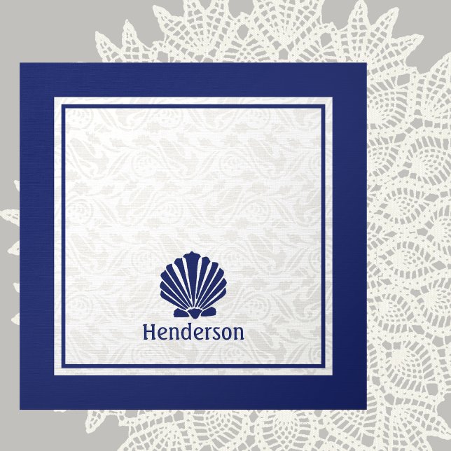 Azulejo De Cerâmica Conchas náuticas no Marinho (Criador carregado)