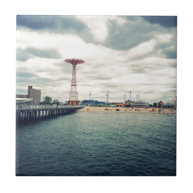 Azulejo De Cerâmica Coney Island Beach Panorama (Frente)