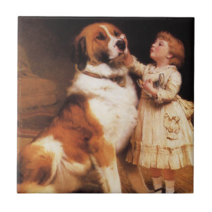 Azulejo De Cerâmica Confiança de Charles Burton Barber, cão São Bernar