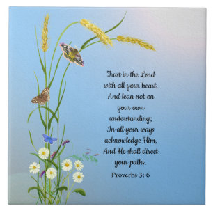 Azulejo De Cerâmica Confie no Senhor com toda a sua Bíblia cardíaca Ve