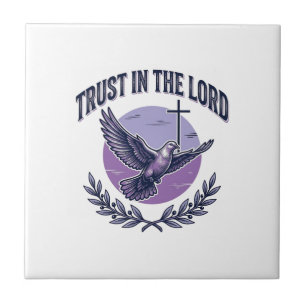 Azulejo De Cerâmica Confie no Senhor Pombo Design de Camiseta Cristã_1