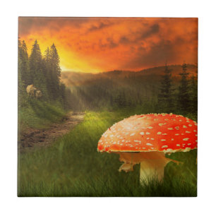 Azulejo De Cerâmica Configurando o Sun do outono.