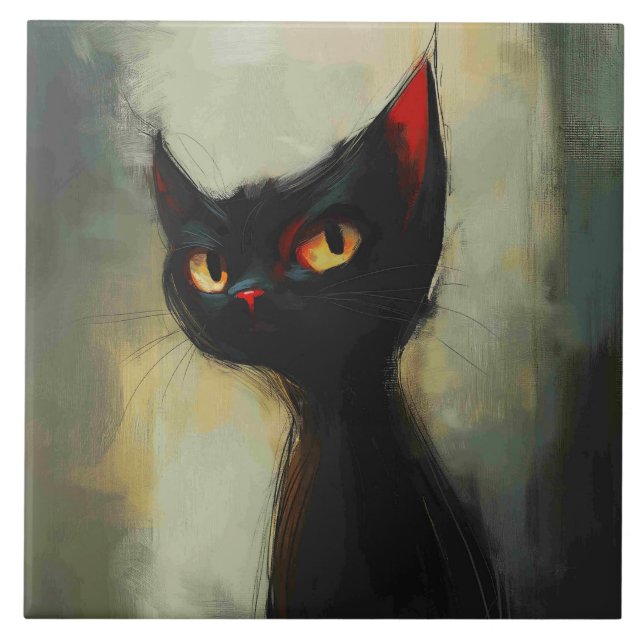 Azulejo De Cerâmica Conhecendo o Gato Ninja Preto (Frente)