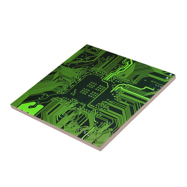 Azulejo De Cerâmica Conselho de Circuito Eletrônico Verde de Nerd Extr (Lateral)
