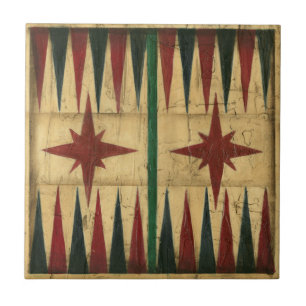 Azulejo De Cerâmica Conselho de Jogo Antiquado do Backgammon por Ethan