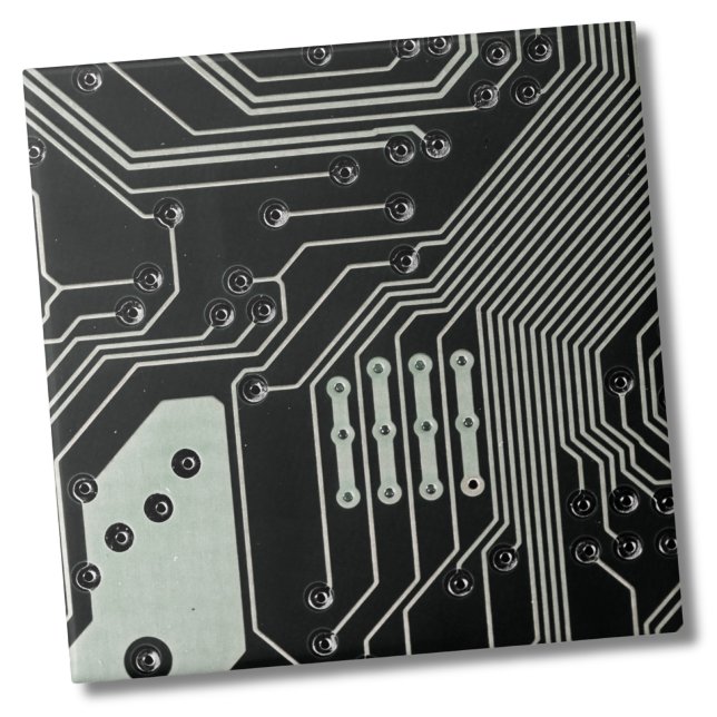 Azulejo De Cerâmica Conselho do circuito preto de tecnologia (Unique Modern Industrial Black Circuit Technology Ceramic Tile)
