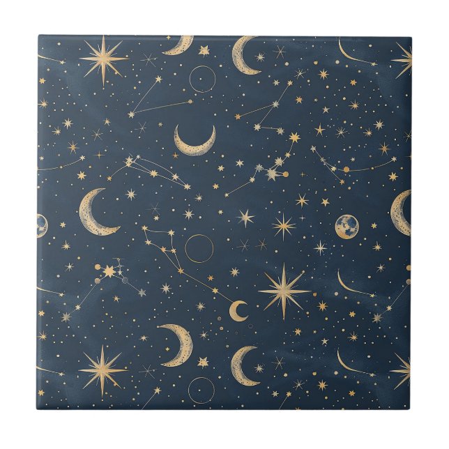 Azulejo De Cerâmica Constelação Celestial - Noite Estelar (1) (Frente)