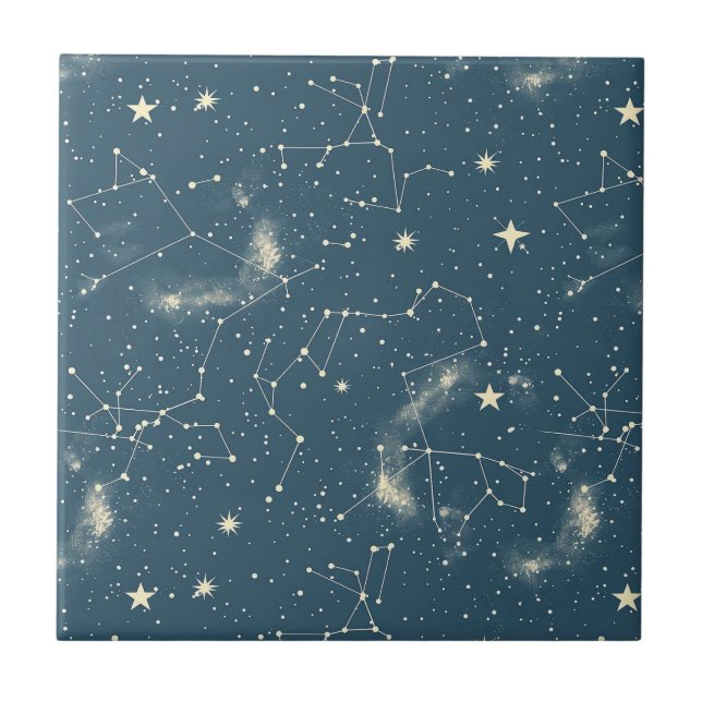 Azulejo De Cerâmica Constelação Celestial - Noite Estelar (2) (Frente)