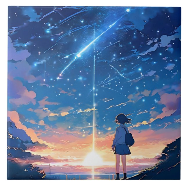 Azulejo De Cerâmica constelação com estrelas atiradoras (Frente)