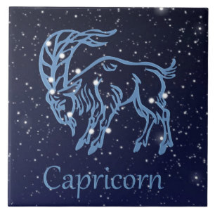 Azulejo De Cerâmica Constelação de Capricórnio e Sinal de Zodíaco 