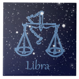Azulejo De Cerâmica Constelação de Libra e Sinal de Zodíaco com Estrel