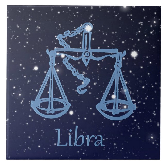 Azulejo De Cerâmica Constelação de Libra e Sinal de Zodíaco com Estrel (Frente)