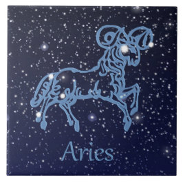 Azulejo De Cerâmica Constelação do Aries e sinal do zodíaco com
