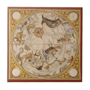 Azulejo De Cerâmica Constelação Estrelas Céu do Sul Astronomia Vintage