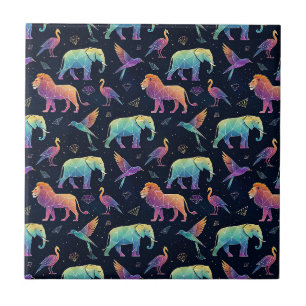 Azulejo De Cerâmica Constelação Geométrica Arte Animal Vida Selvagem Á