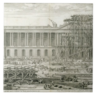 Azulejo De Cerâmica Construção da entrada principal do Louvre, Paris