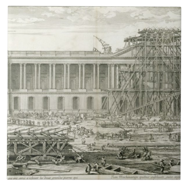 Azulejo De Cerâmica Construção da entrada principal do Louvre, Paris (Frente)