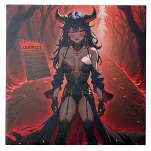 Azulejo De Cerâmica Contato da Succubus nas Encruzilhadas: Anime Lilin