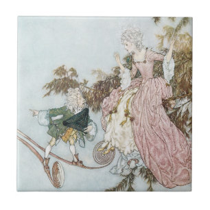 Azulejo De Cerâmica Conto de Fadas Vintage A Bela Adormecida por Edmun