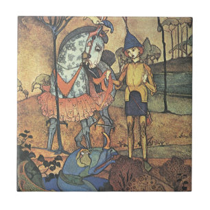 Azulejo De Cerâmica Conto de Fadas Vintage, Um Cavaleiro Corajoso e Dr